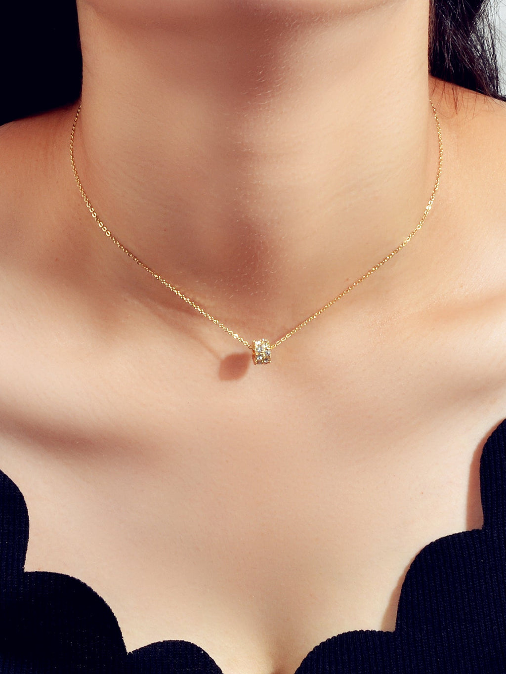 Lunara Luxe – Dual-Tone Cylinder Pendant Necklace-0