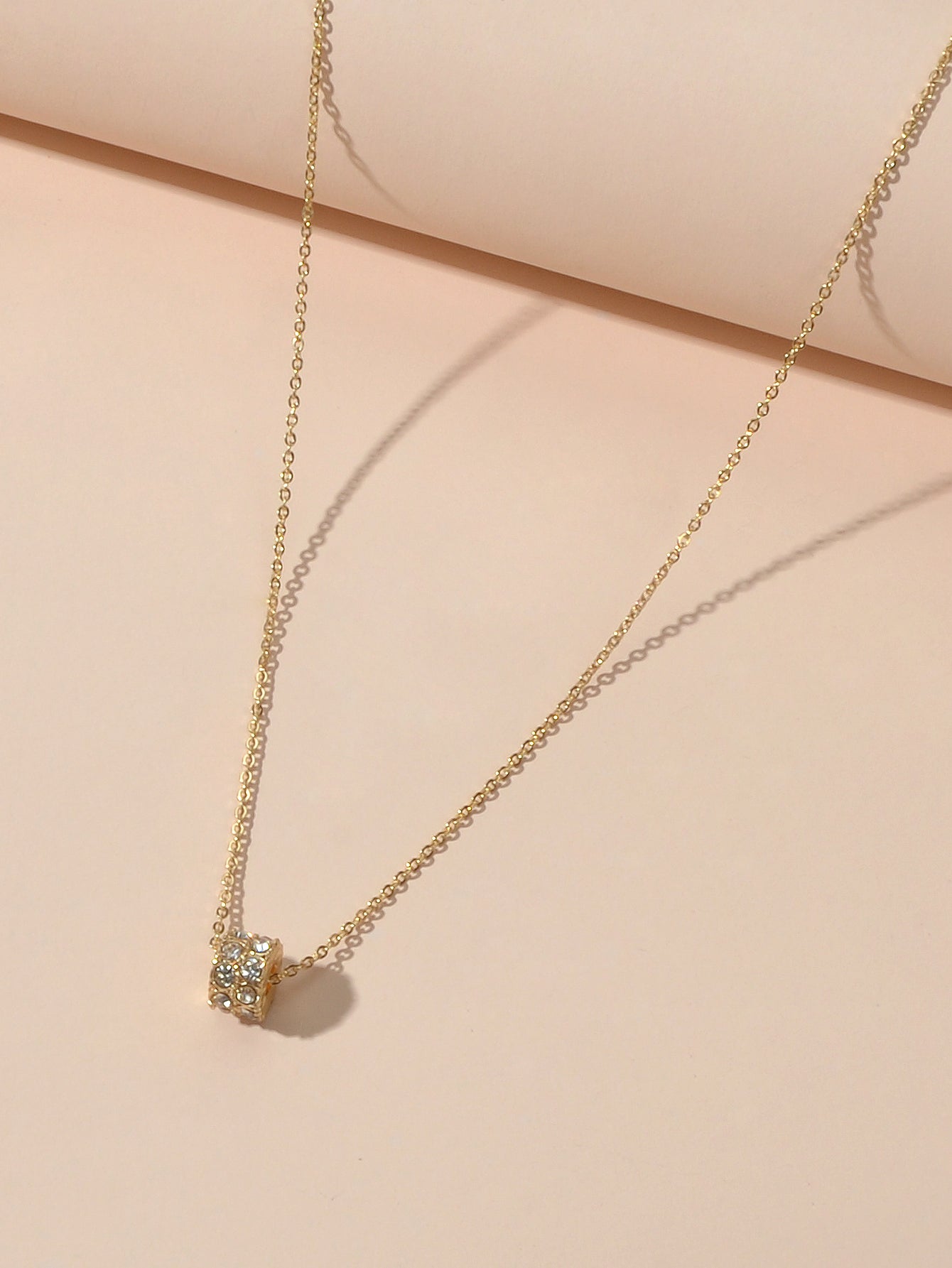 Lunara Luxe – Dual-Tone Cylinder Pendant Necklace-1