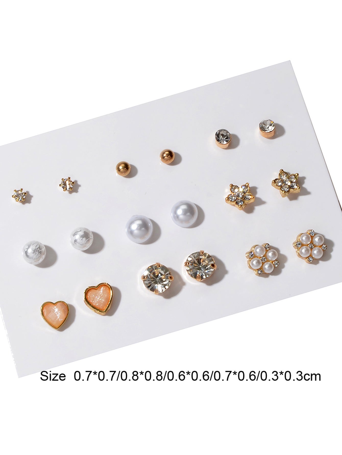 9 pairs Ladies Jewellery Shining Rhinestone Pearl Flower Heart Stud Earrings Set