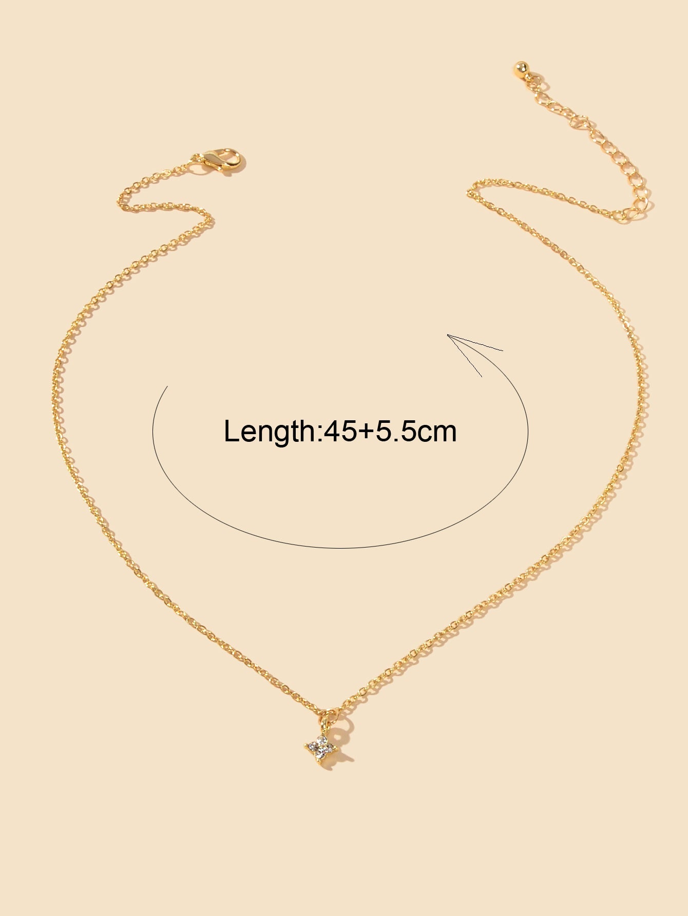 Textured Jewellery Gold Chain Rhinestone Pendant Clavicle Collar Trendy Necklace-2