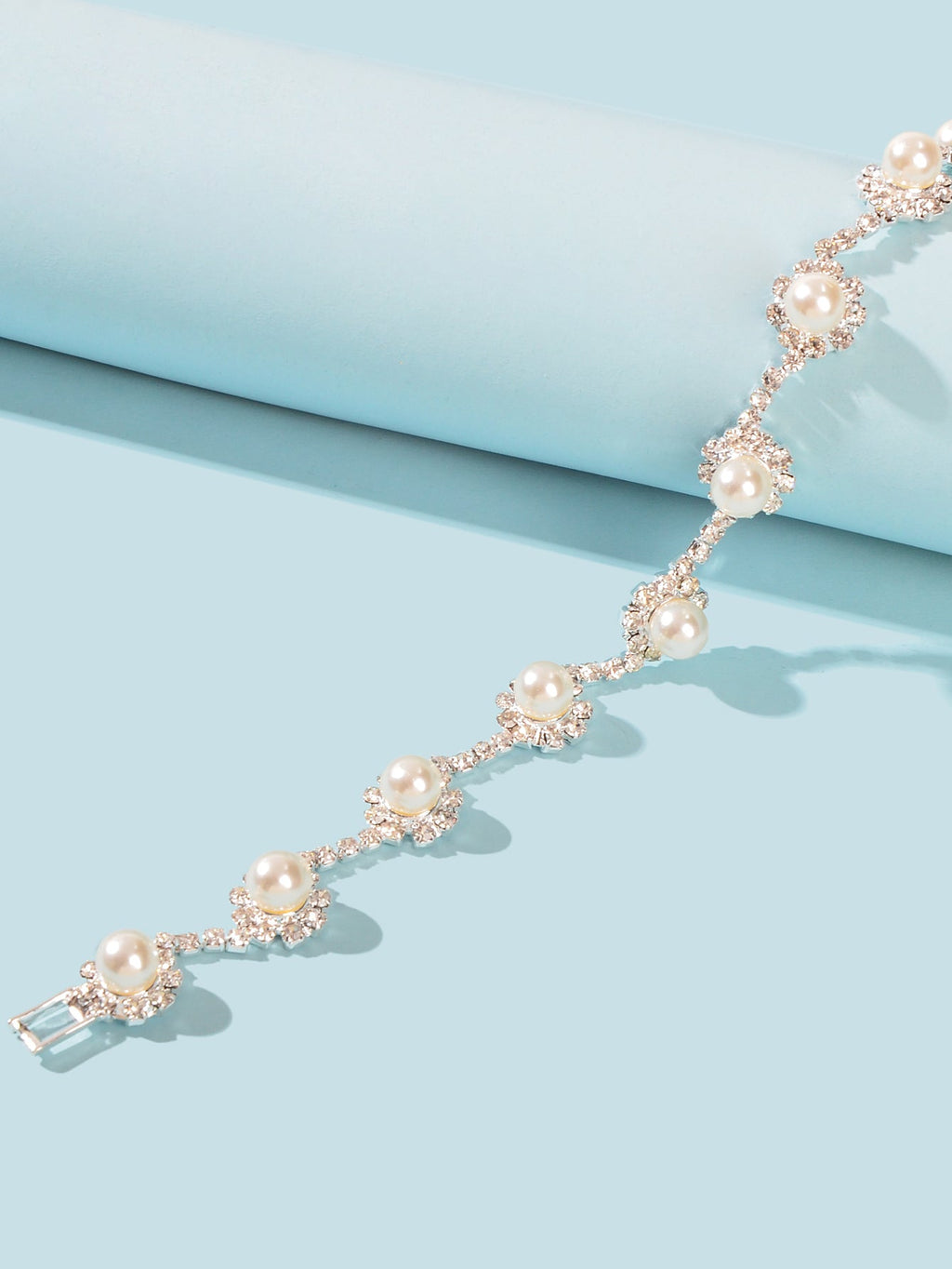 Elastic Wedding Accessory Bridesmaid Faux Pearl Rhinestone Party Beaded Bracelet